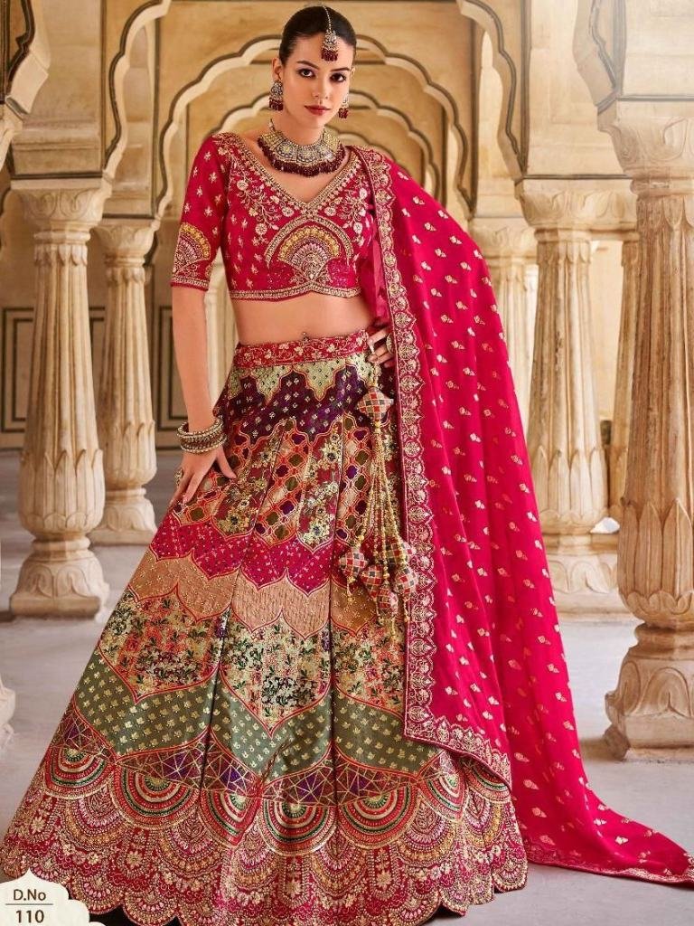 Stupendous Hot Pink Fancy Embroidery Banarasi Silk  Bridal Lehenga