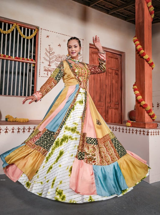 Traditional Indo Western Heavy Rayon Embroidered Lehenga With Koti