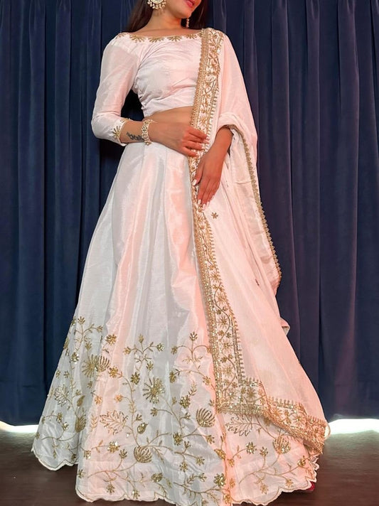 Traditional Zari And Sequens Silk Lehenga Choli