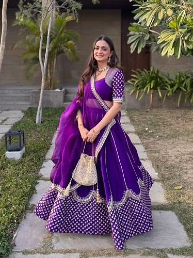 Unique Purple Sequence Work Georgette Lehenga Choli
