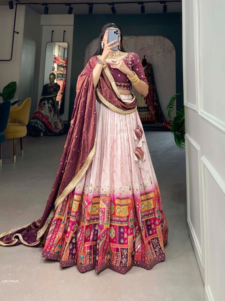 Wedding Light Pink Pure Viscose Jacquard Silk Lehenga Choli