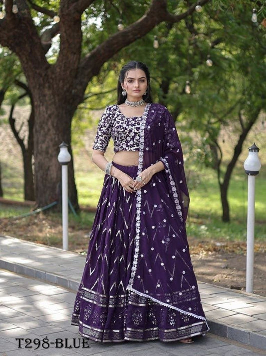 Wedding Wear Best Purple Blooming Lehenga Choli