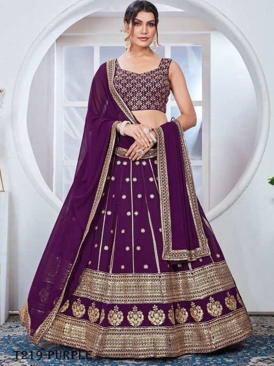 Wedding Wear Purple Georgette Lehenga Choli