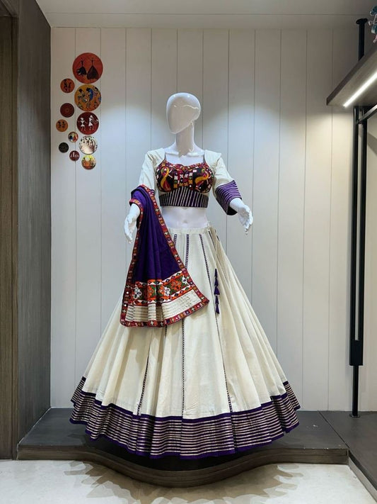 White And Purple Ready Made Chaniya Choli