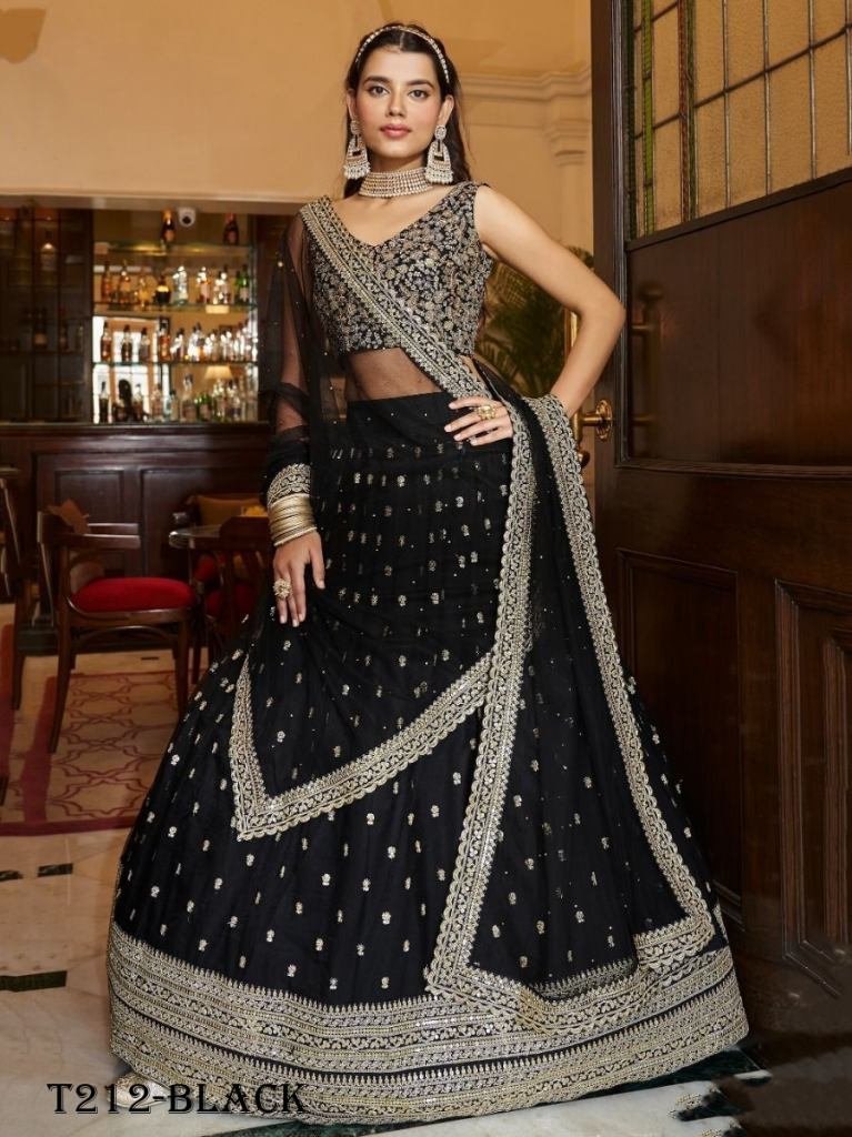 Womens Wear Black Georgette Lehenga Choli