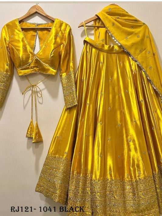 Yellow Color Heavy Work Marriage Special Lehenga Choli Dupatta